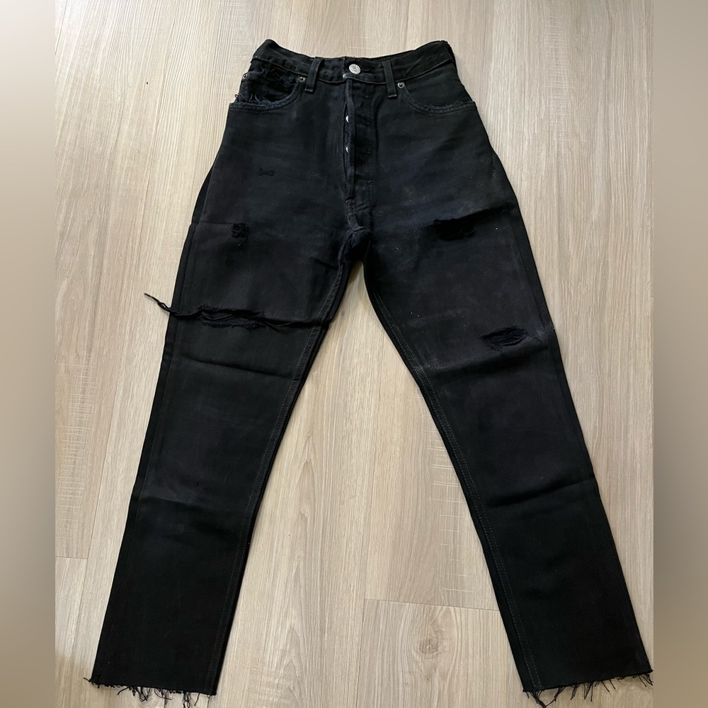 Redone vintage levi’s 501 skinny jeans high rise cropped